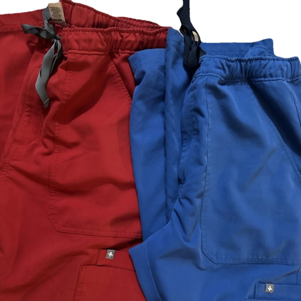 Figs Women's Red and Blue Scrub Pants